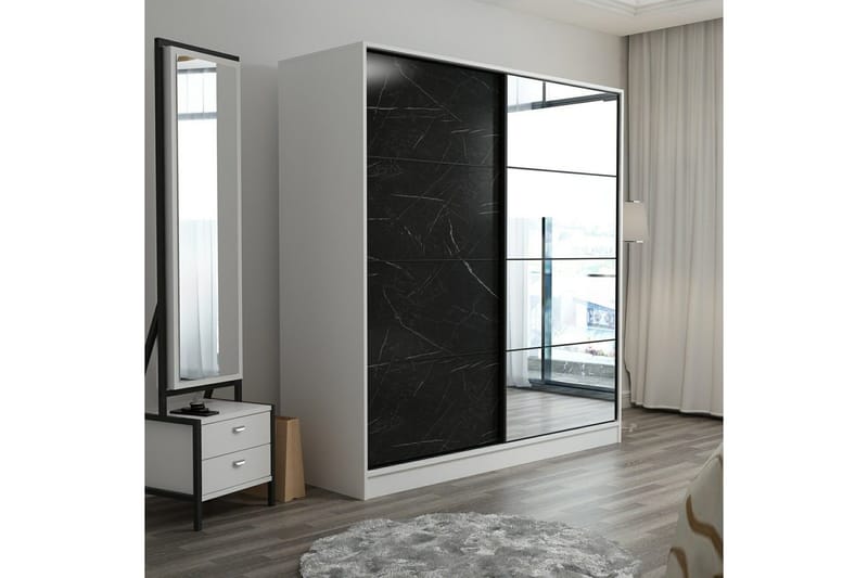 Fruitland Garderobe med Speil - Svart - Oppbevaring - Garderober & garderobesystem