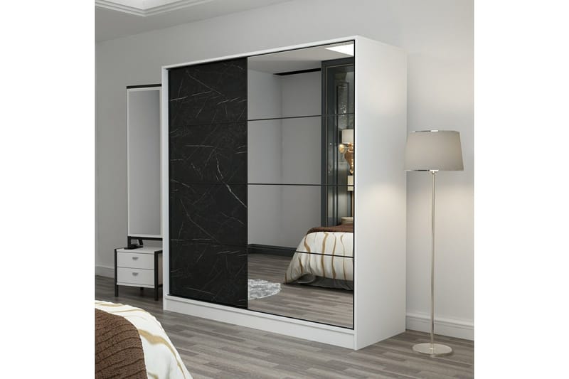 Fruitland Garderobe med Speil - Svart - Oppbevaring - Garderober & garderobesystem