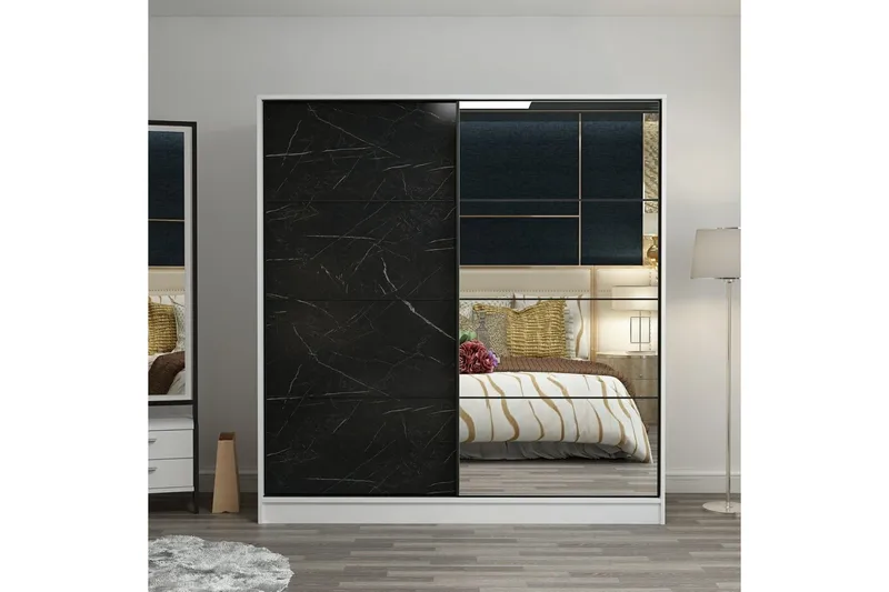 Fruitland Garderobe med Speil - Svart - Oppbevaring - Garderober & garderobesystem