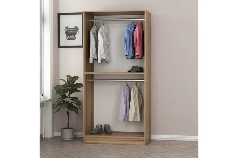 Fruitland Garderobeskap 90 cm i Lyst Tre med Glassdør - Brun - Oppbevaring - Garderober & garderobesystem