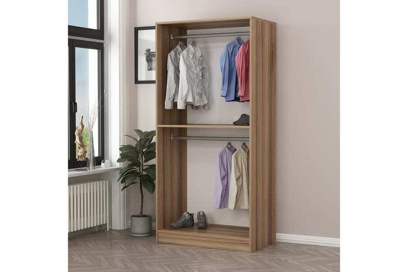 Fruitland Garderobeskap 90 cm i Lyst Tre med Glassdør - Brun - Oppbevaring - Garderober & garderobesystem