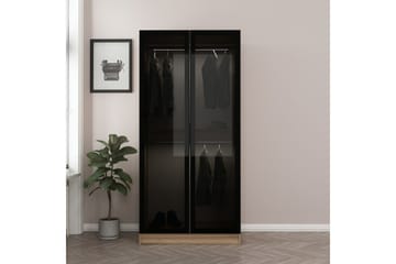 Fruitland Garderobeskap 90 cm i Lyst Tre med Glassdør - Brun - Oppbevaring - Garderober & garderobesystem