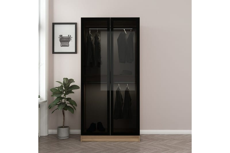 Fruitland Garderobeskap 90 cm i Lyst Tre med Glassdør - Brun - Oppbevaring - Garderober & garderobesystem