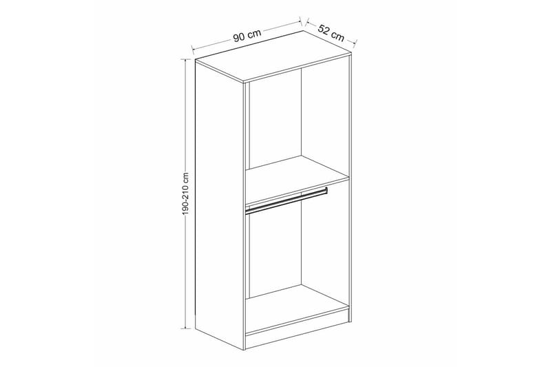 Fruitland Garderobeskap 90 cm i Malt Tre - Hvit - Oppbevaring - Garderober & garderobesystem