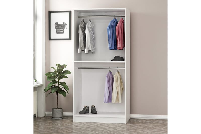 Fruitland Garderobeskap 90 cm i Malt Tre - Hvit - Oppbevaring - Garderober & garderobesystem