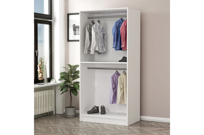 Fruitland Garderobeskap 90 cm i Malt Tre - Hvit - Oppbevaring - Garderober & garderobesystem