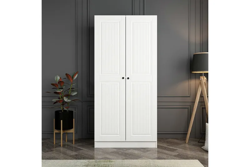 Fruitland Garderobeskap 90 cm i Malt Tre, Hvit