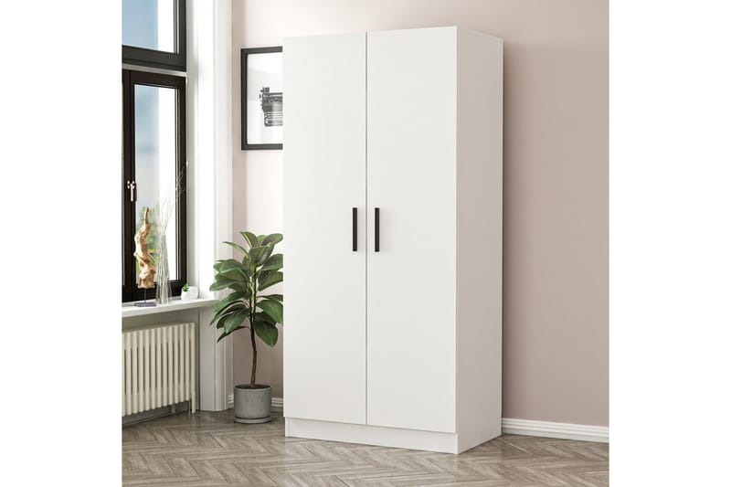 Fruitland Garderobeskap 90 cm i Malt Tre - Hvit - Oppbevaring - Garderober & garderobesystem