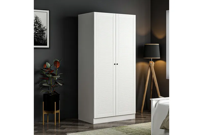Fruitland Garderobeskap 90 cm i Malt Tre - Hvit - Oppbevaring - Garderober & garderobesystem