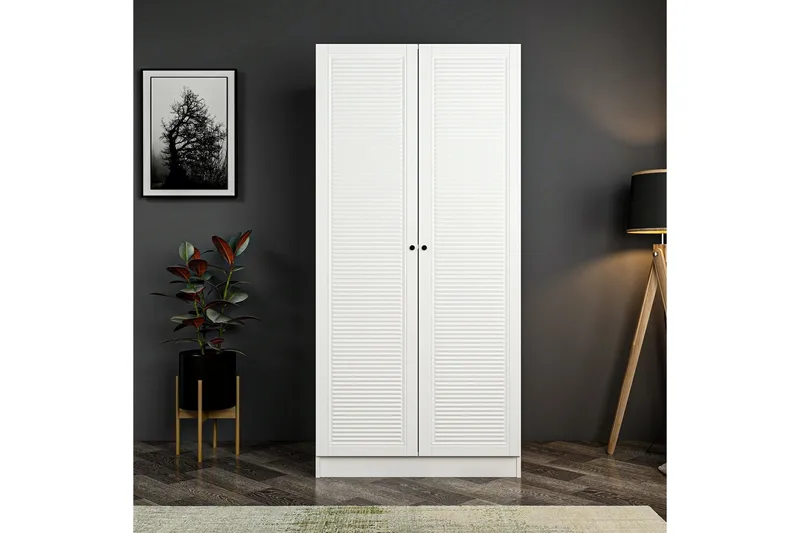 Fruitland Garderobeskap 90 cm i Malt Tre, Hvit