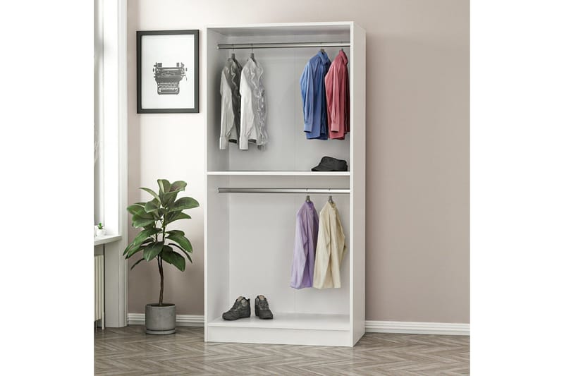 Fruitland Garderobeskap 90 cm i Tre - Hvit - Oppbevaring - Garderober & garderobesystem