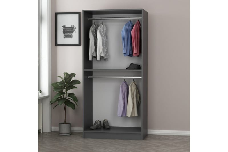 Fruitland Garderobeskap 90 cm i Tre med Glassdør - Antrasitt - Oppbevaring - Garderober & garderobesystem