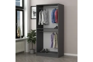 Fruitland Garderobeskap 90 cm i Tre med Glassdør - Antrasitt - Oppbevaring - Garderober & garderobesystem