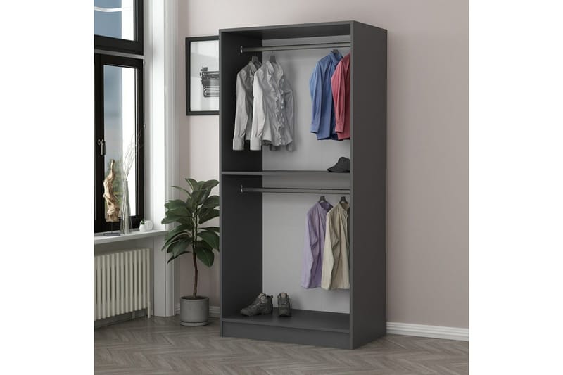 Fruitland Garderobeskap 90 cm i Tre med Glassdør - Antrasitt - Oppbevaring - Garderober & garderobesystem