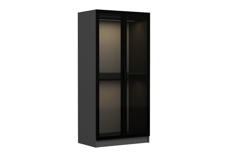 Fruitland Garderobeskap 90 cm i Tre med Glassdør - Antrasitt - Oppbevaring - Garderober & garderobesystem