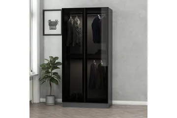 Fruitland Garderobeskap 90 cm i Tre med Glassdør - Antrasitt - Oppbevaring - Garderober & garderobesystem