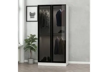 Fruitland Garderobeskap 90 cm i Tre med Glassdør - Hvit|Svart - Oppbevaring - Garderober & garderobesystem