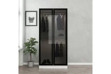 Fruitland Garderobeskap 90 cm i Tre med Glassdør - Hvit|Svart - Oppbevaring - Garderober & garderobesystem