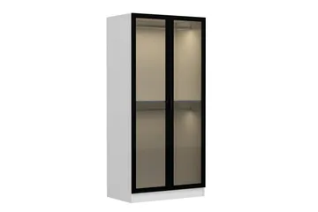 Fruitland Garderobeskap 90 cm i Tre med Glassdør - Svart|Hvit - Oppbevaring - Garderober & garderobesystem