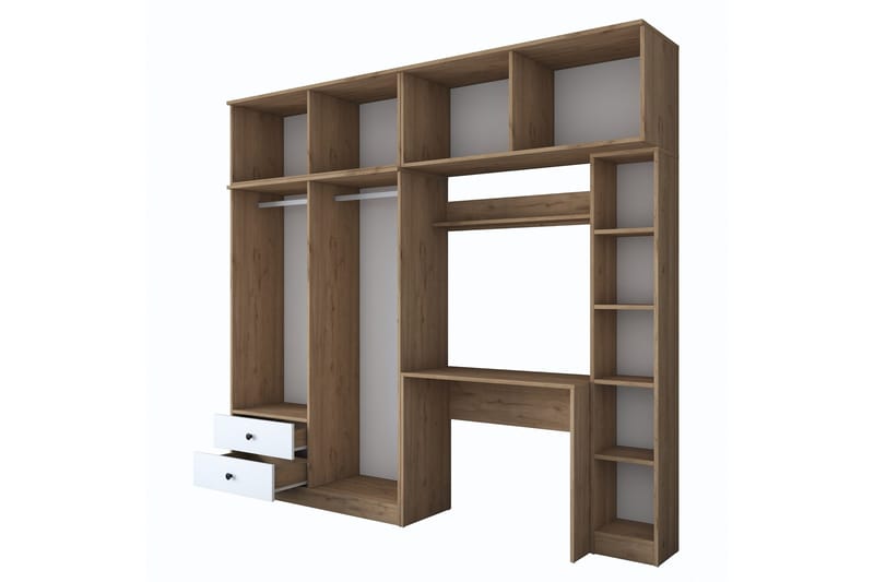 Fryderyk Garderobe 240x216,8 cm - Valnøtt/Hvit - Oppbevaring - Garderober & garderobesystem