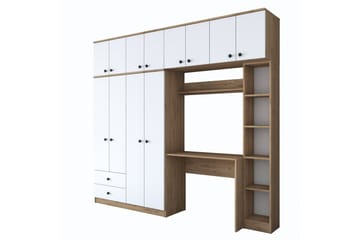 Fryderyk Garderobe 240x216,8 cm - Valnøtt/Hvit - Oppbevaring - Garderober & garderobesystem