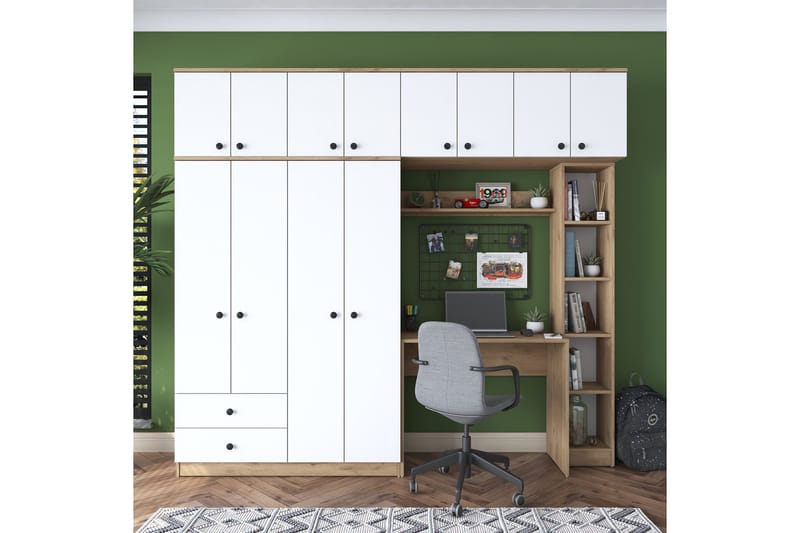 Fryderyk Garderobe 240x216,8 cm - Valnøtt/Hvit - Oppbevaring - Garderober & garderobesystem