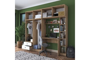 Fryderyk Garderobe 240x216,8 cm - Valnøtt/Hvit - Oppbevaring - Garderober & garderobesystem