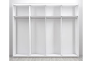 Garderob Justina 242 cm 2 Skyvedører 4 Hyller 4 Stenger - Hvit|Brun - Oppbevaring - Garderober & garderobesystem