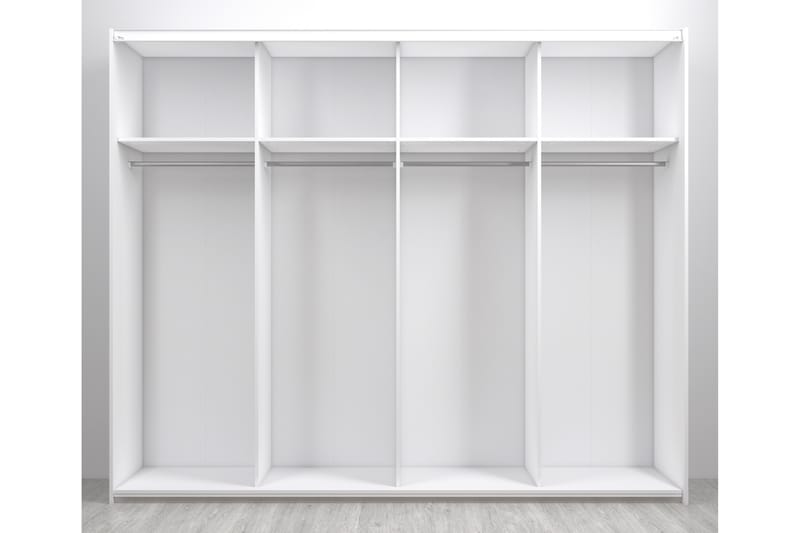 Garderob Justina 242 cm 2 Skyvedører 4 Hyller 4 Stenger - Hvit|Brun - Oppbevaring - Garderober & garderobesystem