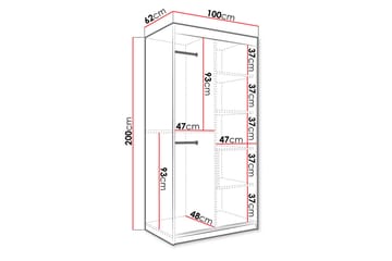 Garderob Marmesa 100 cm Marmormønster - Svart/Hvit/Gull - Oppbevaring - Garderober & garderobesystem