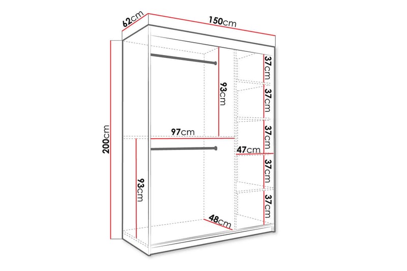 Garderob Marmesa 150 cm Marmormønster - Hvit/Gull - Garderober & garderobesystem - Garderobeskap