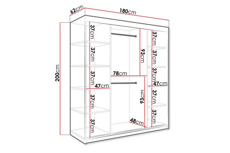 Garderob Marmesa 180 cm Marmormønster - Svart/Hvit/Gull - Garderober & garderobesystem - Garderobeskap