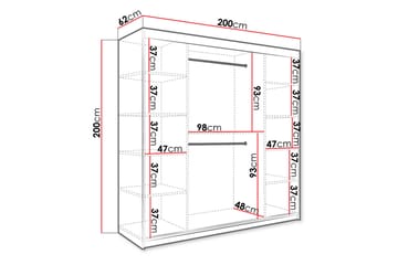 Garderob Marmesa 200 cm Marmormønster - Svart/Hvit/Gull - Oppbevaring - Garderober & garderobesystem