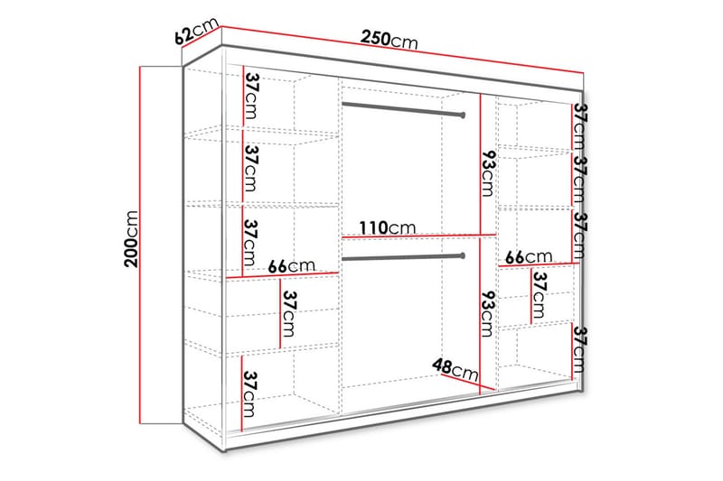 Garderob Marmesa 250 cm Marmormønster - Hvit/Gull - Garderober & garderobesystem - Garderobeskap