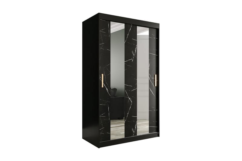 Garderob med Speil Midt Marmesa 120 cm Marmormønster - Svart - Garderober & garderobesystem