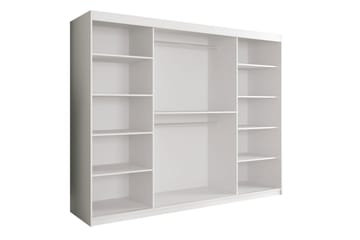 Garderob med Speil Midt Marmesa 250 cm Marmormønster - Hvit/Svart/Gull - Oppbevaring - Garderober & garderobesystem