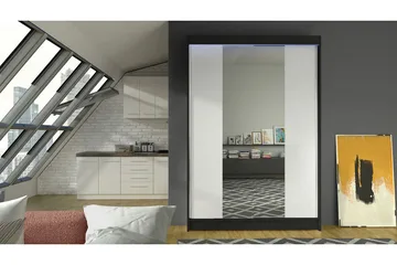 Garderobe + LED - Svart / Hvit - Oppbevaring - Garderober & garderobesystem