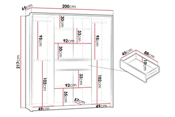 Garderobe 200 cm - Hvit - Oppbevaring - Garderober & garderobesystem