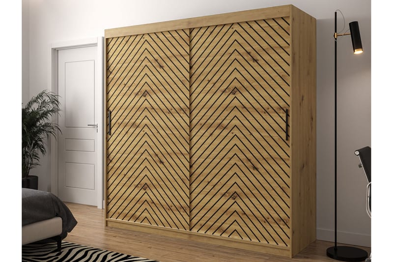 Garderobe 200 - Svart|Natur - Oppbevaring - Garderober & garderobesystem