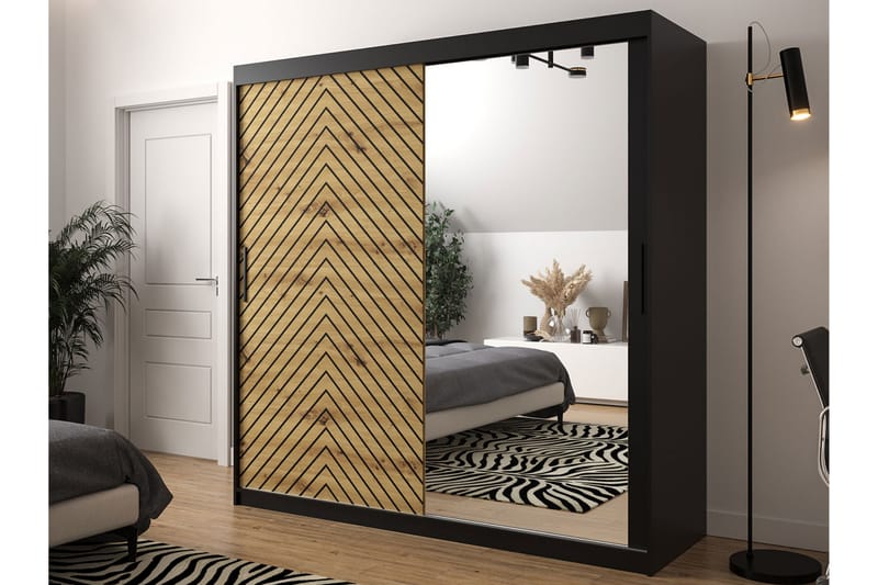 Garderobe 200 - Svart|Natur - Oppbevaring - Garderober & garderobesystem