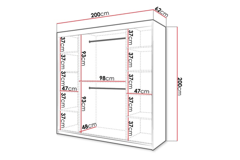 Garderobe 200 - Svart|Natur - Oppbevaring - Garderober & garderobesystem