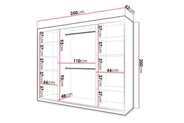 Garderobe 250 - Hvit|Svart - Oppbevaring - Garderober & garderobesystem
