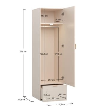 Garderobe 4 You Fresh 1 Dør - Eik - Oppbevaring - Garderober & garderobesystem