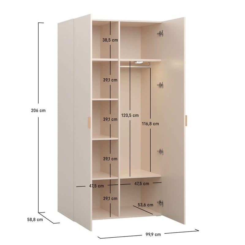 Garderobe 4 You Fresh 2 Dører - Sandbeige - Oppbevaring - Garderober & garderobesystem