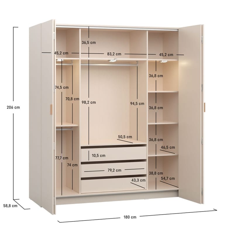 Garderobe 4 You Fresh 4 Dører - Sandbeige, 206 cm - Oppbevaring - Garderober & garderobesystem