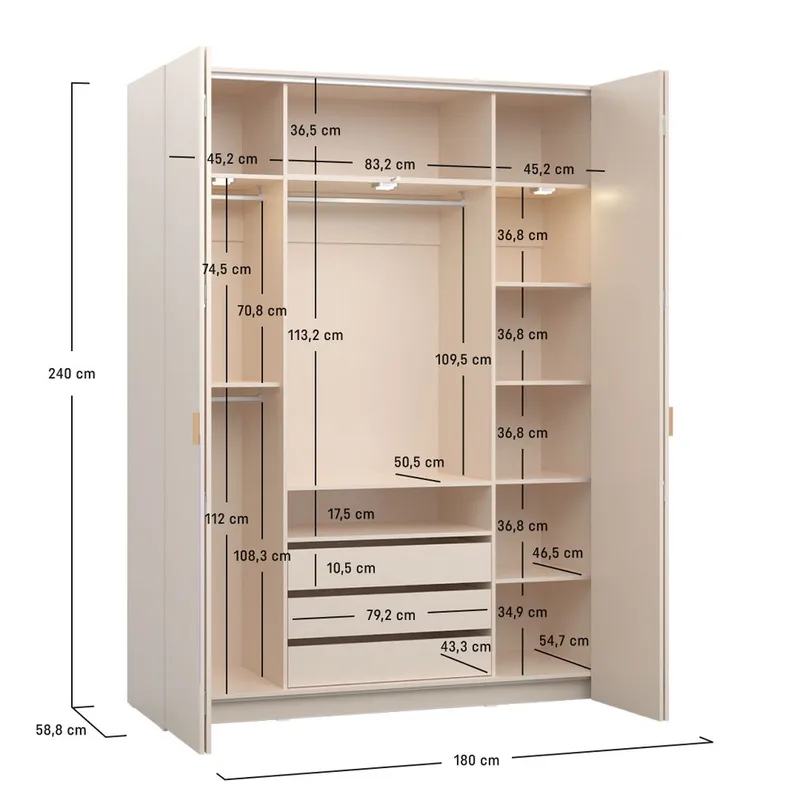 Garderobe 4 You Fresh 4 Dører - Sandbeige, 240,6 cm - Oppbevaring - Garderober & garderobesystem