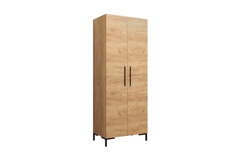 Garderobe 74 cm i Lyst Tre, Gull|Svart