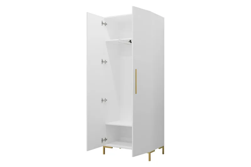 Garderobe 74 cm i Malt Tre - Hvit|Gull - Oppbevaring - Garderober & garderobesystem