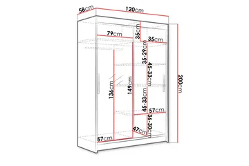 Garderobe Aldo 120 cm Skyvedører Bøyd Speil - Hvit - Oppbevaring - Garderober & garderobesystem
