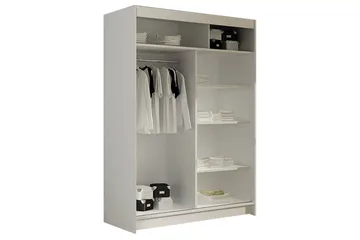 Garderobe Aldo 120 cm Skyvedører Bøyd Speil - Hvit - Oppbevaring - Garderober & garderobesystem